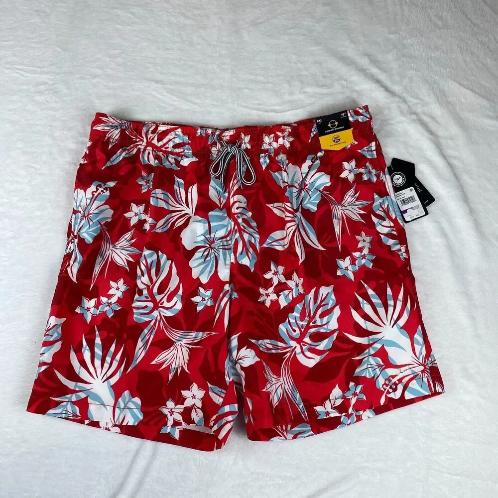 Speedo Swim Shorts Mens‎ 2XL Red Floral 18